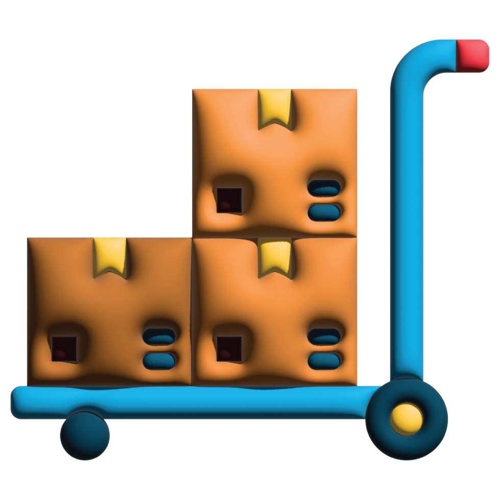 3D illustration trolley in logistic png