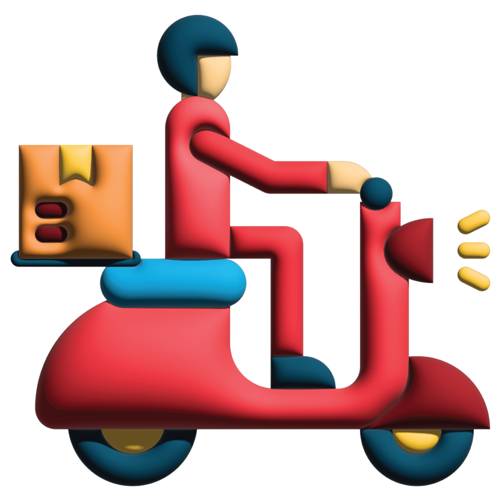 3D illustration delivery bike in logistic png