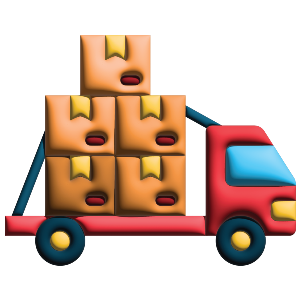 3D illustration cargo truck in logistic png