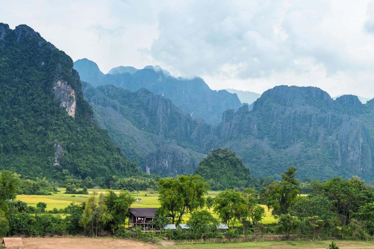 Landscape and mountain in Vang Vieng, Laos. photo