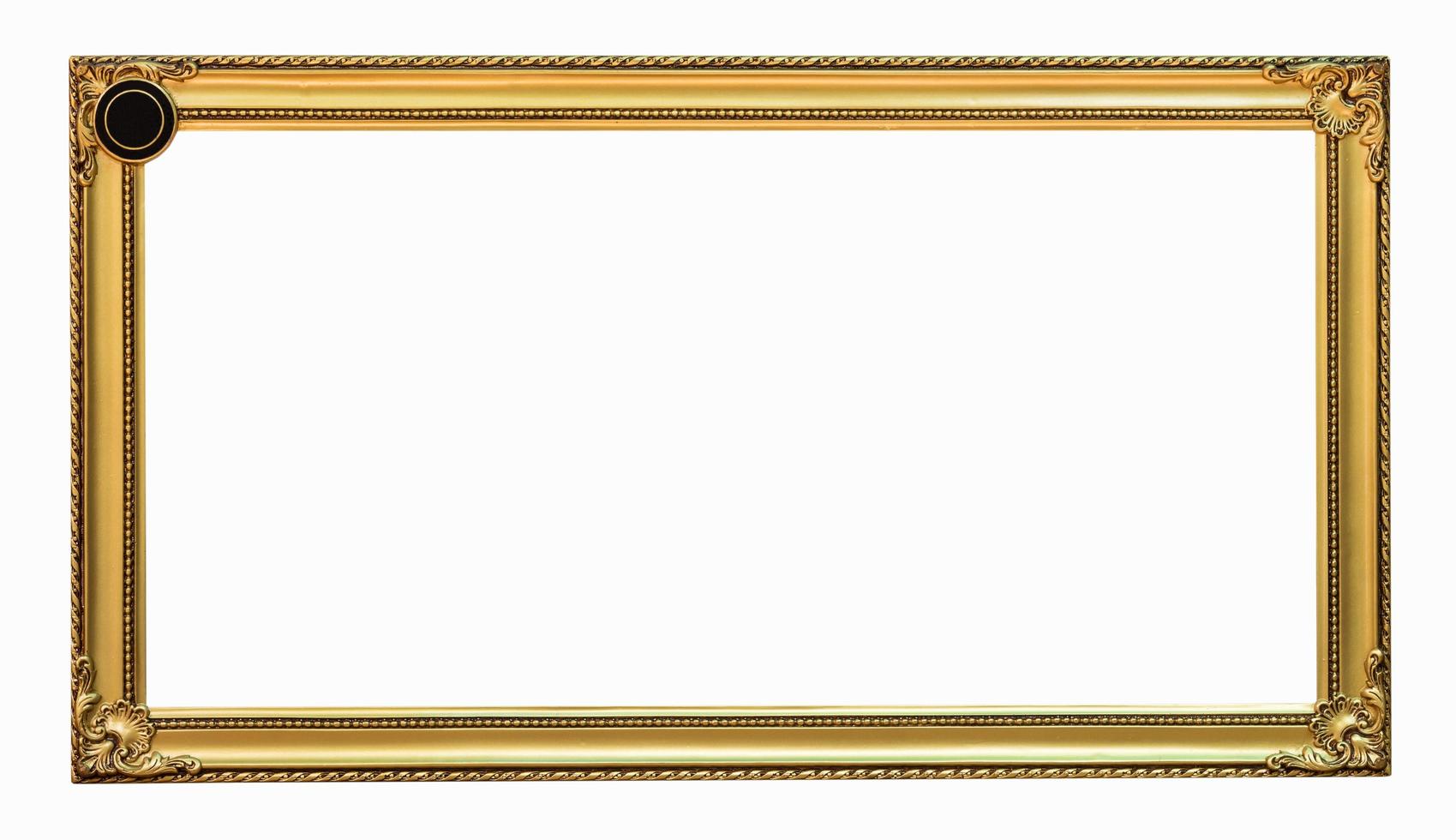 gold picture frame. Isolated on white background, clipping path. photo