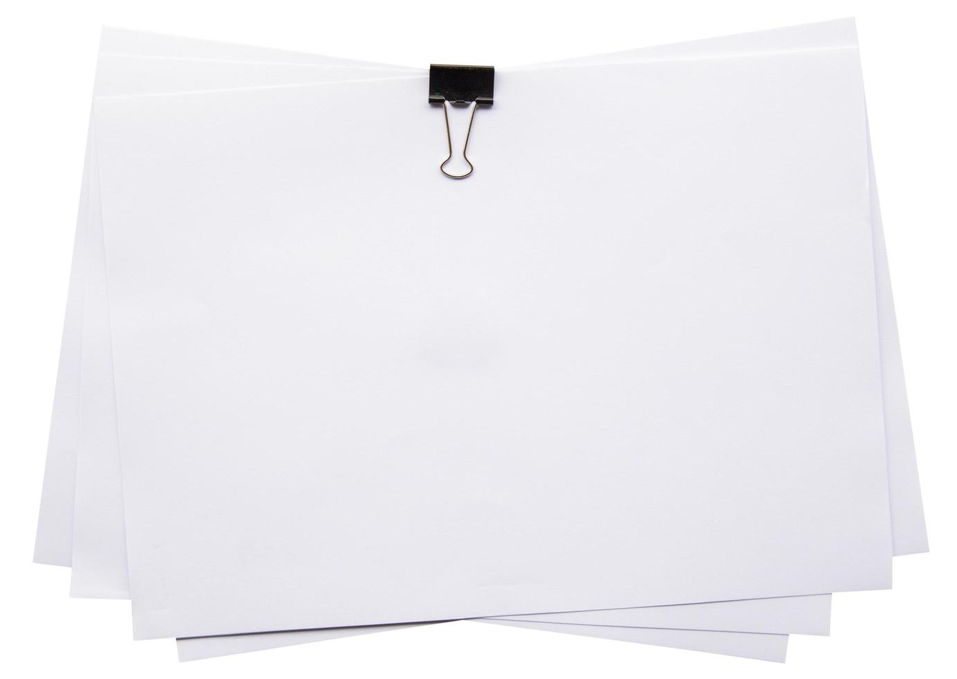 white paper and clip on isolated white with clipping path. photo