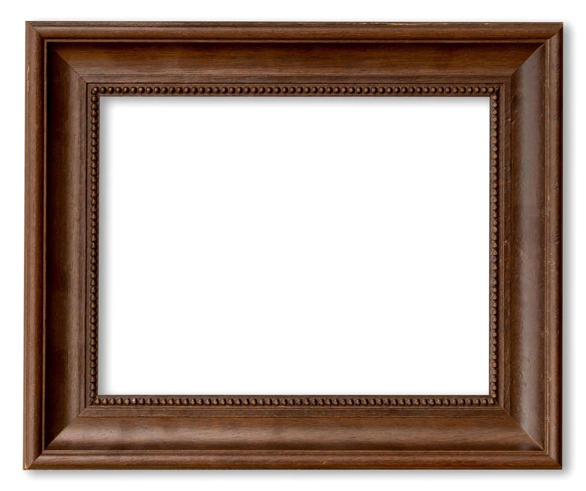 Wood frame for picture on isolated white with space. photo