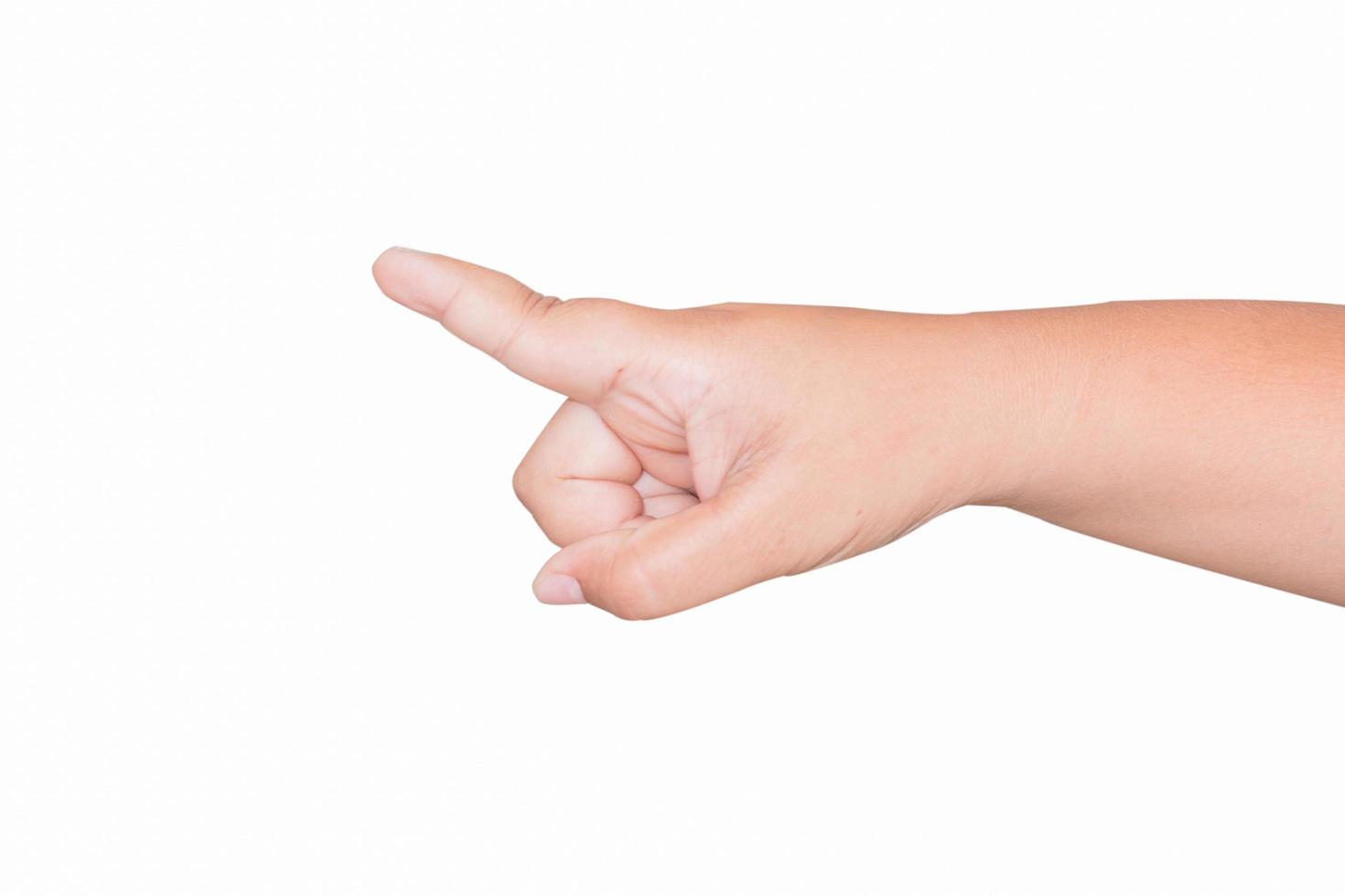A little boy hand touches the virtual screen. photo