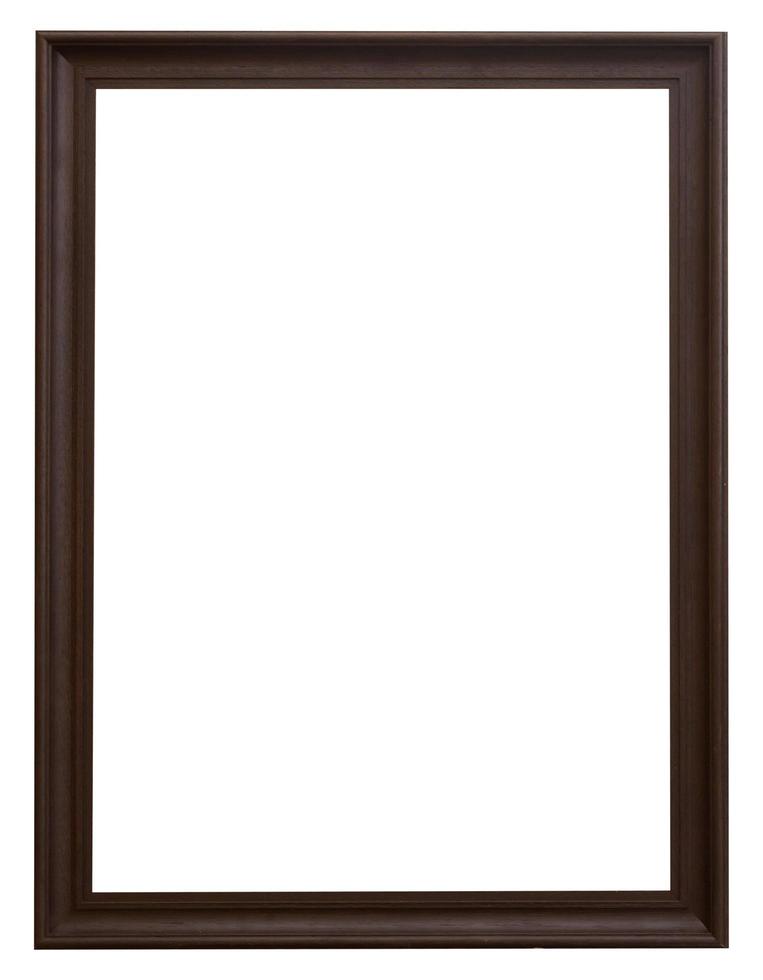 Wood frame for picture on isolated white with space. photo