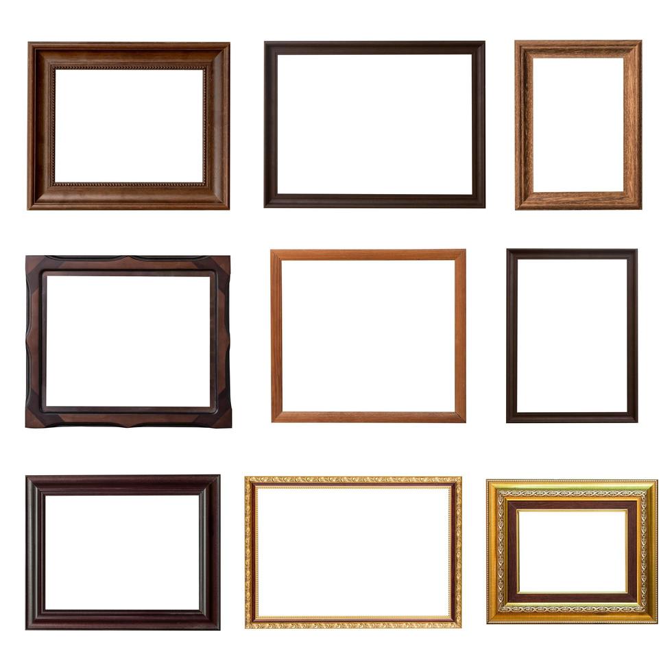 Wood frame photo set on isolated white background