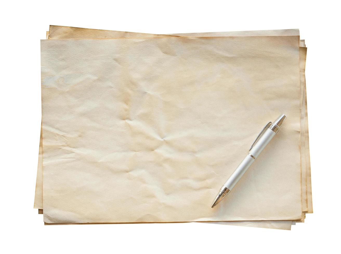 old paper and pen on isolated with clipping path. photo