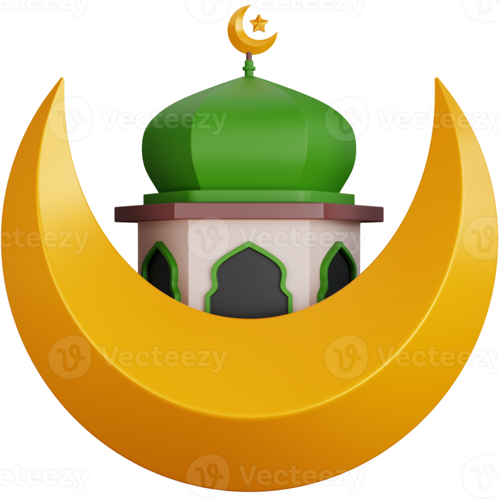 3d Rendern Moschee hinter das Mond isoliert png