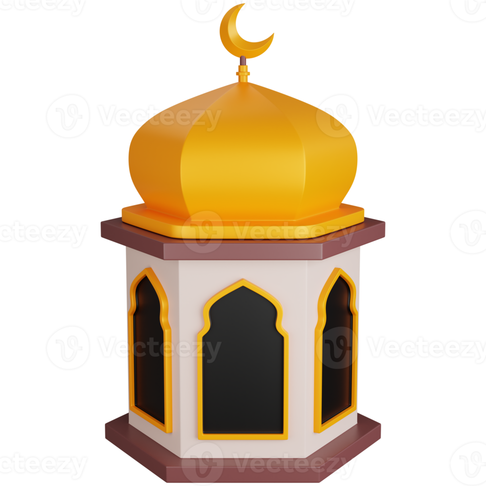 3D Rendering beautiful mosque isolated png