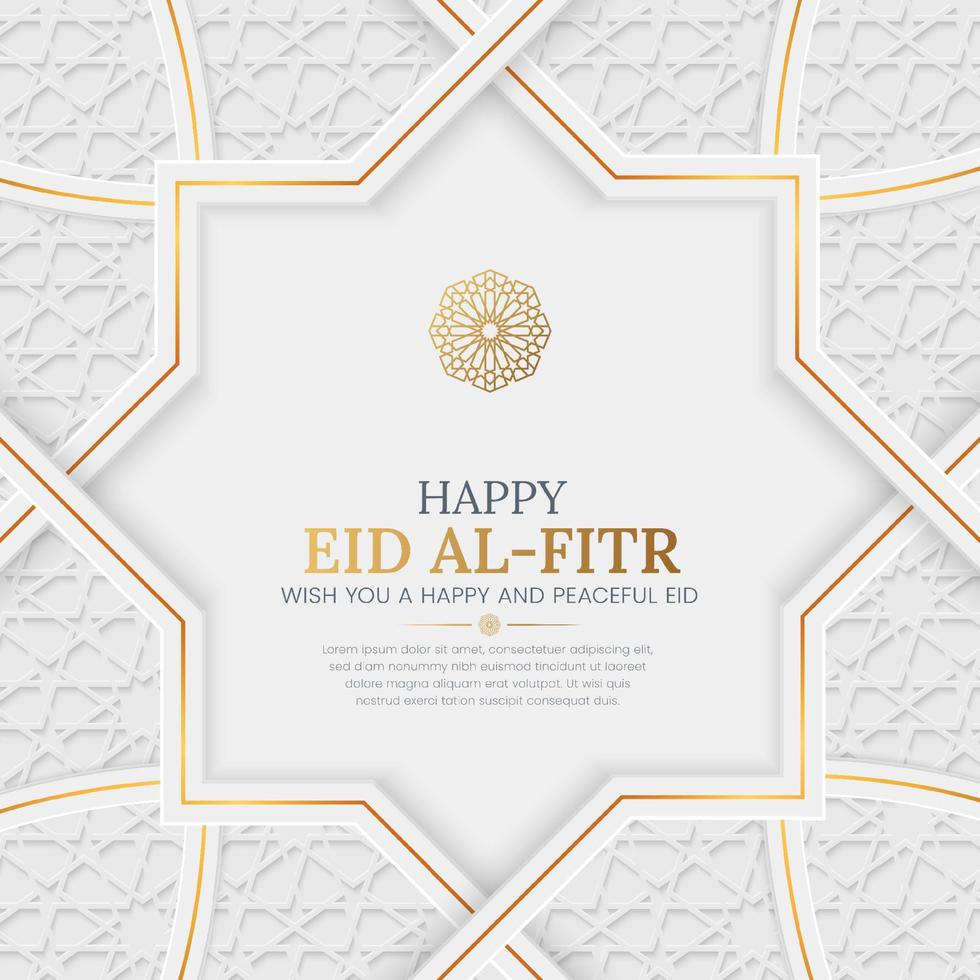 eid Mubarak elegante blanco y dorado lujo ornamental antecedentes con islámico modelo vector