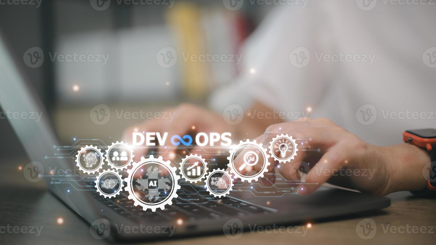 concepto devops, desarrollo de software y operaciones de ti, programación ágil foto