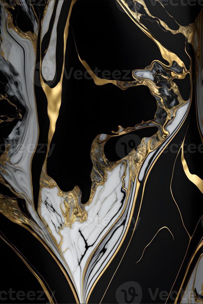 Elegant black, white, and gold marble background texture for use in design projects photo