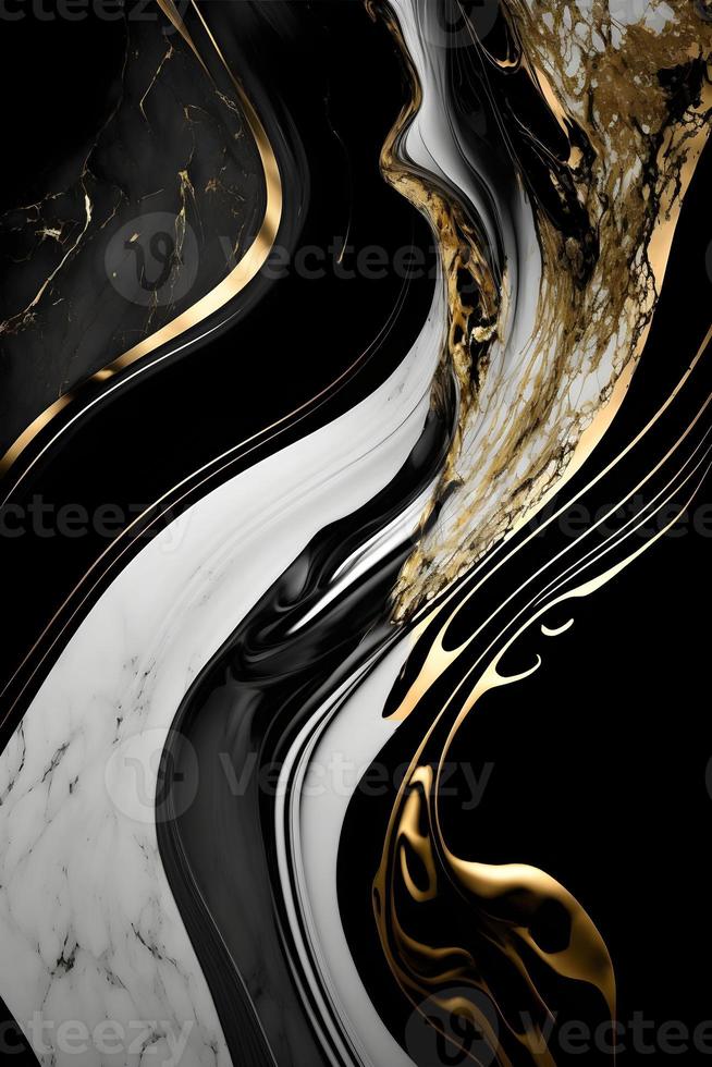 Elegant black, white, and gold marble background texture for use in design projects photo