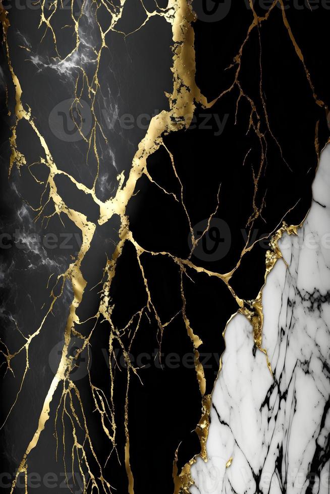 Elegant black, white, and gold marble background texture for use in design projects photo