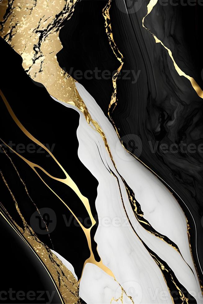 Elegant black, white, and gold marble background texture for use in design projects photo