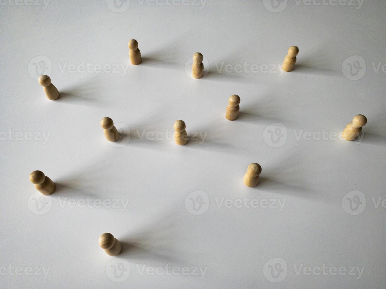 Wooden people figure networking concept. Communication and networking concept photo