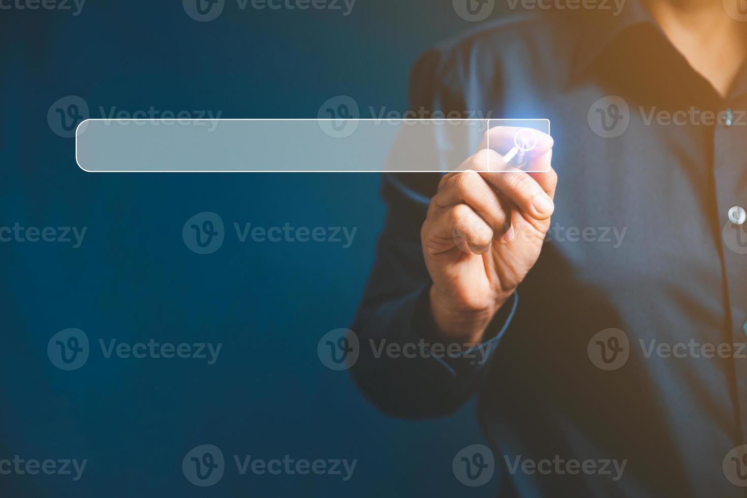 Search Engine Optimization SEO, data searching technology. business hands typing on laptop computer keyboard to search the information via internet web browser. Browsing social networking interface. photo
