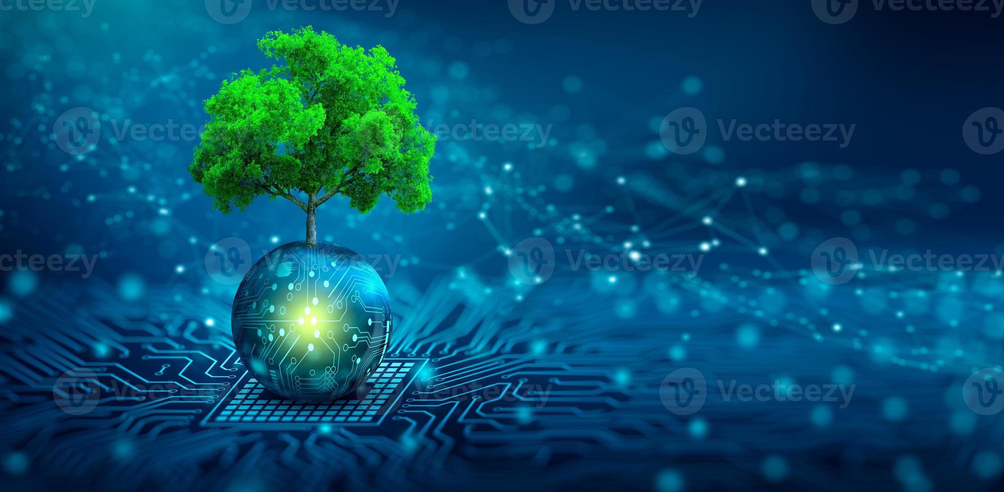 Green Computing, Green Technology, Green IT, csr, and IT ethics Concept. photo