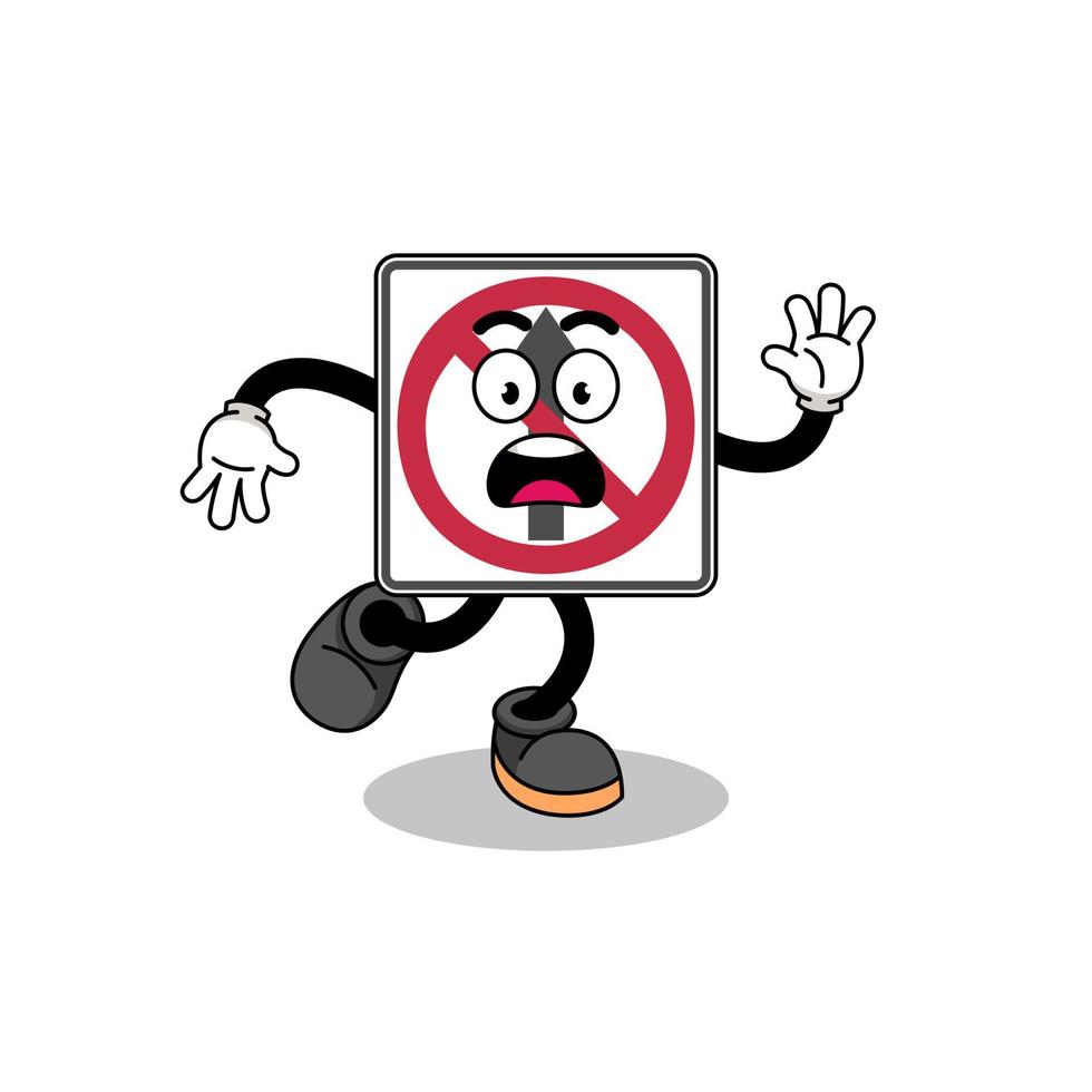 slipping no thru movement road sign mascot illustration vector