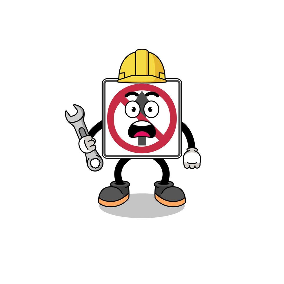 Character Illustration of no thru movement road sign with 404 error vector