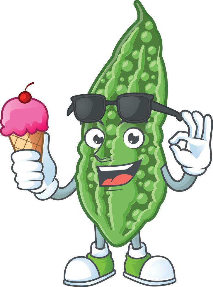 Bitter melon cartoon character vector