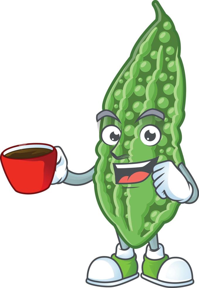 Bitter melon cartoon character vector