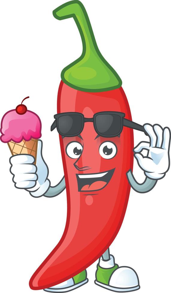 Red chili cartoon character vector