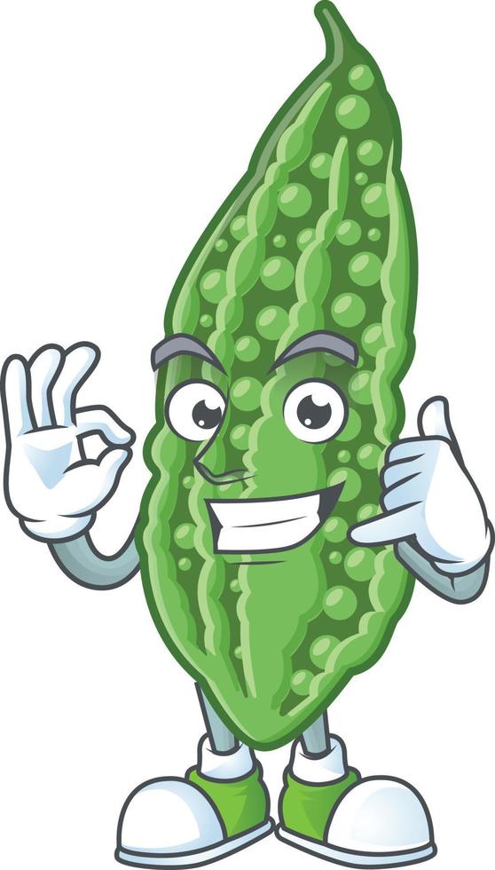 Bitter melon cartoon character vector