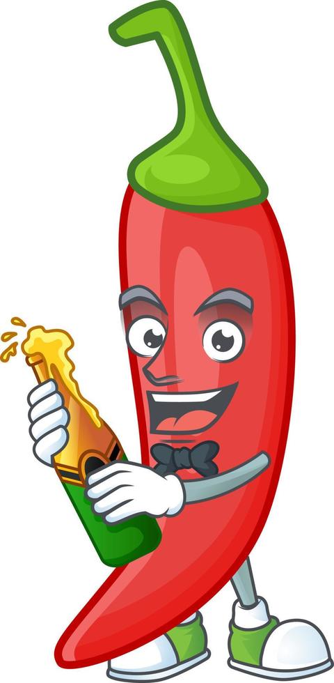 Red chili cartoon character vector