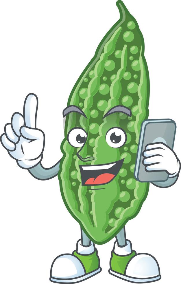 Bitter melon cartoon character vector