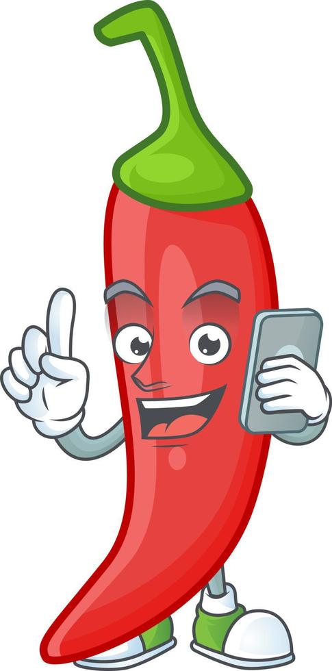 Red chili cartoon character vector