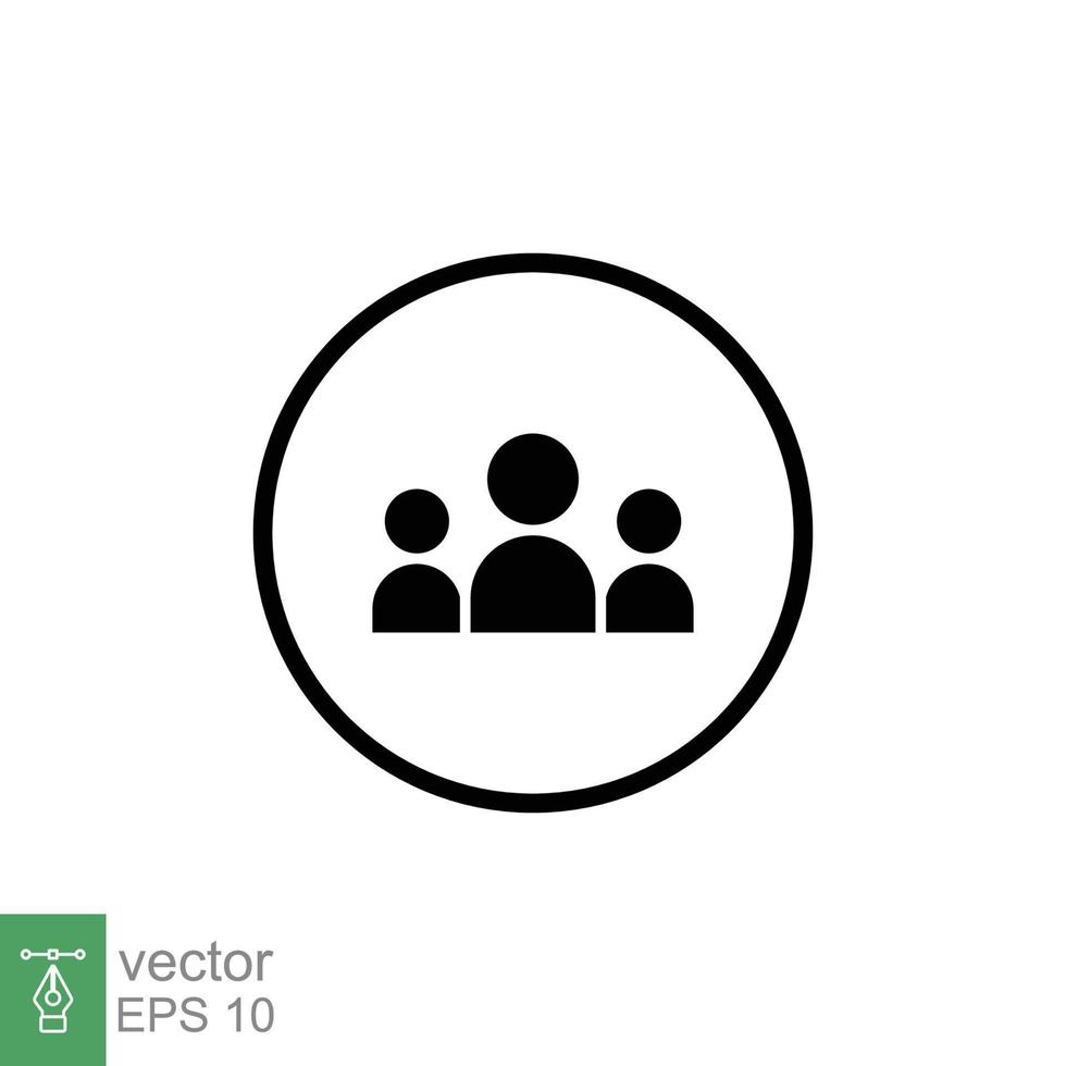 3 people flat icon. Simple solid style. Multi user, circle, group, person, service concept. Crowd sign symbol design. Vector illustration isolated on white background. EPS 10.