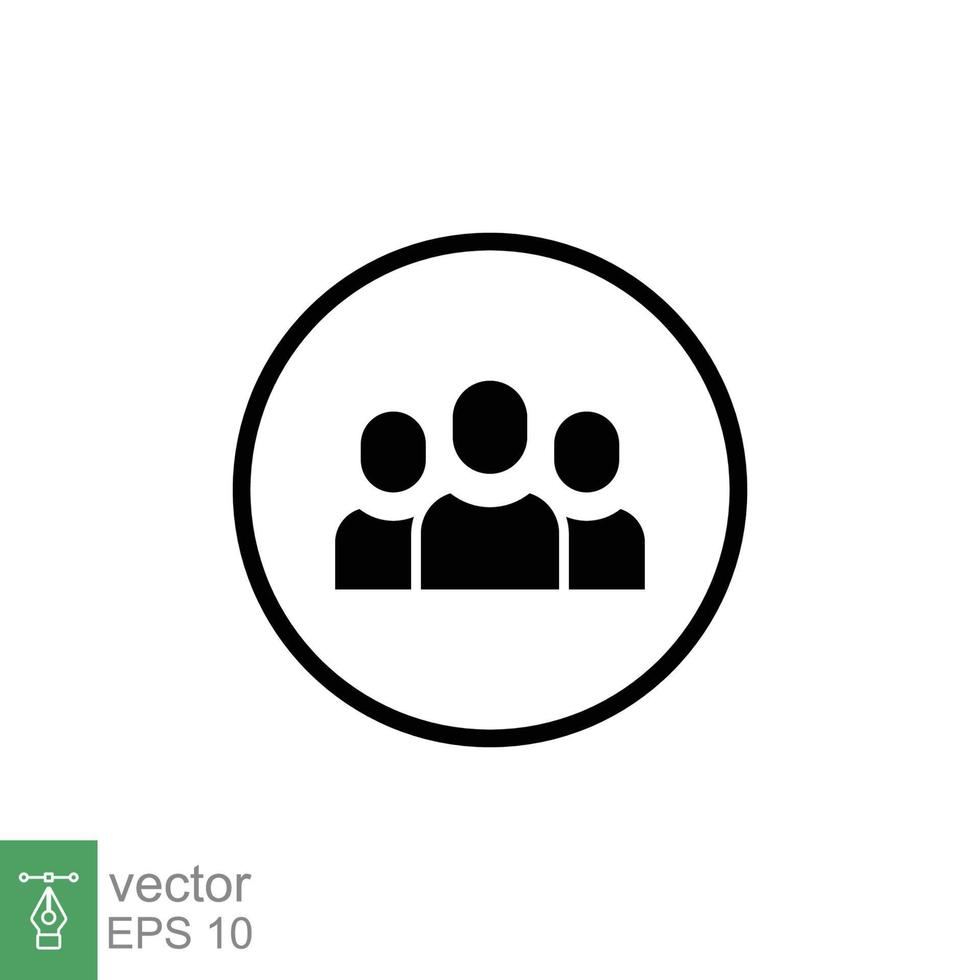 3 people flat icon. Simple solid style. Multi user, circle, group, person, service concept. Crowd sign symbol design. Vector illustration isolated on white background. EPS 10.