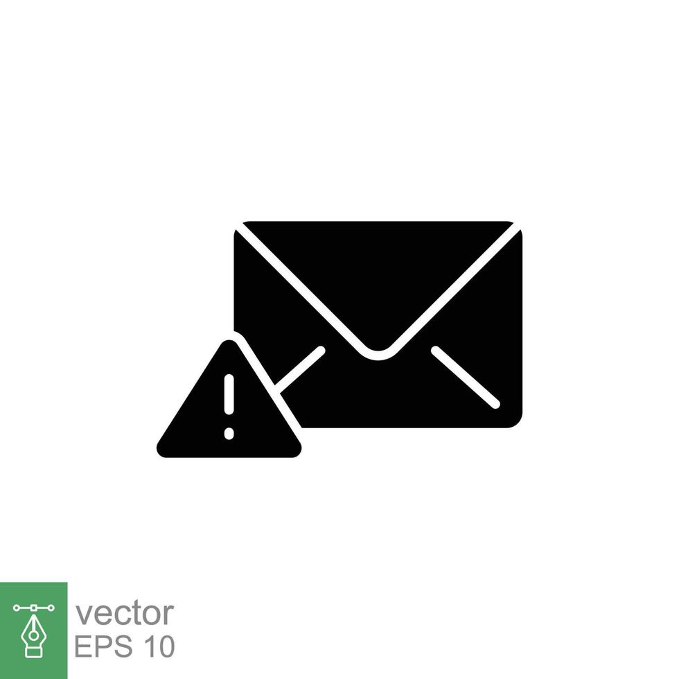 Warning alert message icon. Solid style for web template and app. Email, suspicious, letter, mail, news, notification, vector illustration design on white background. EPS 10.