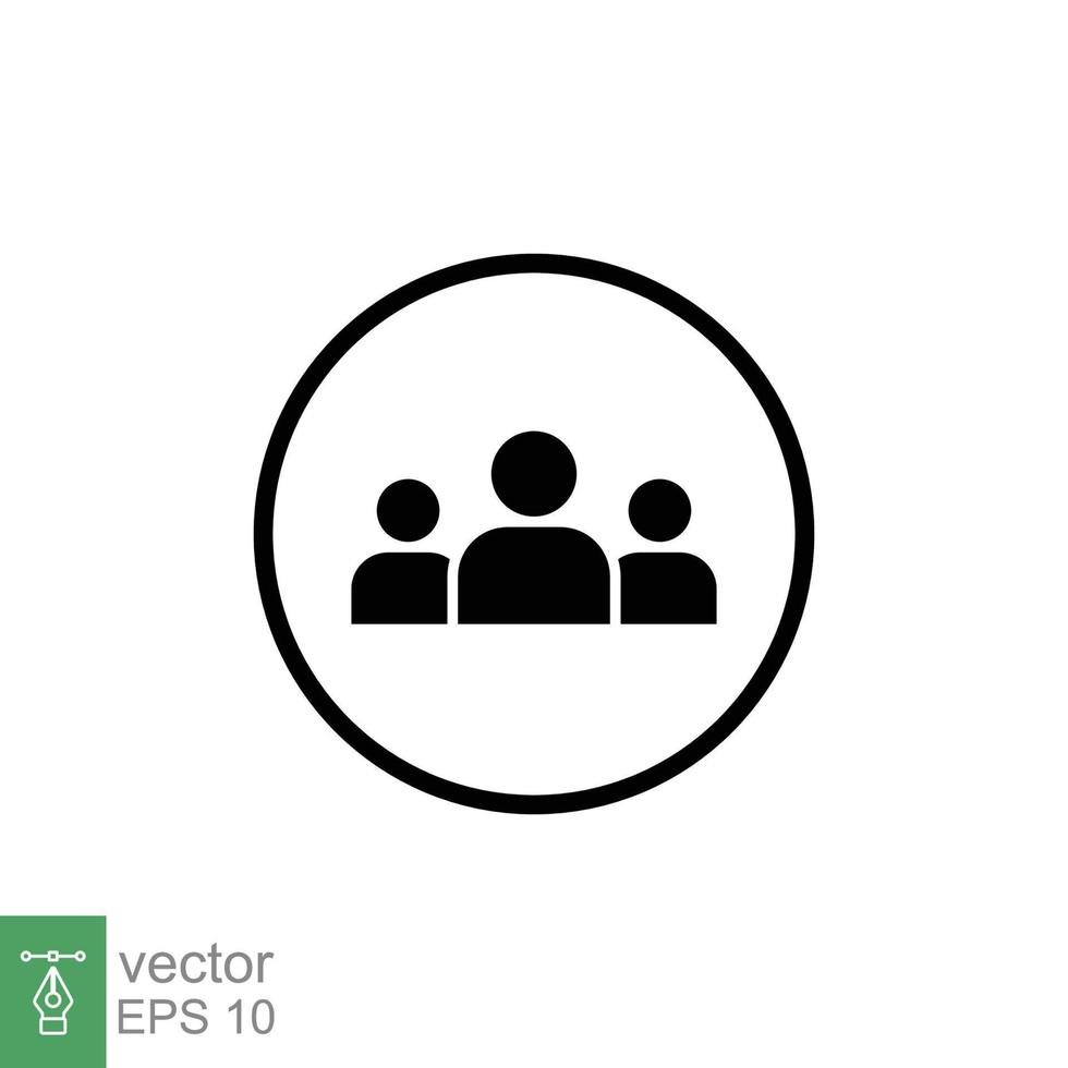 3 people flat icon. Simple solid style. Multi user, circle, group, person, service concept. Crowd sign symbol design. Vector illustration isolated on white background. EPS 10.