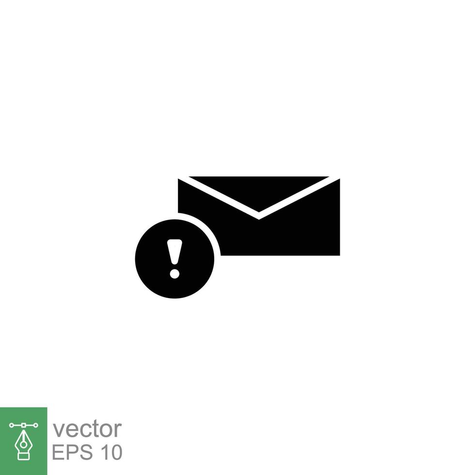 advertencia alerta mensaje icono. sólido estilo para web modelo y aplicación correo electrónico, sospechoso, carta, correo, noticias, notificación, vector ilustración diseño en blanco antecedentes. eps 10