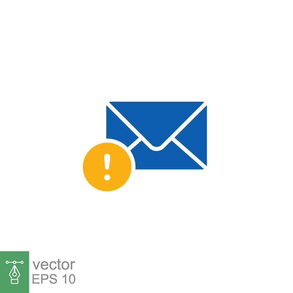 Warning alert message icon. Simple flat style for web template and app. Email, suspicious, letter, mail, news, notification, vector illustration design on white background. EPS 10.