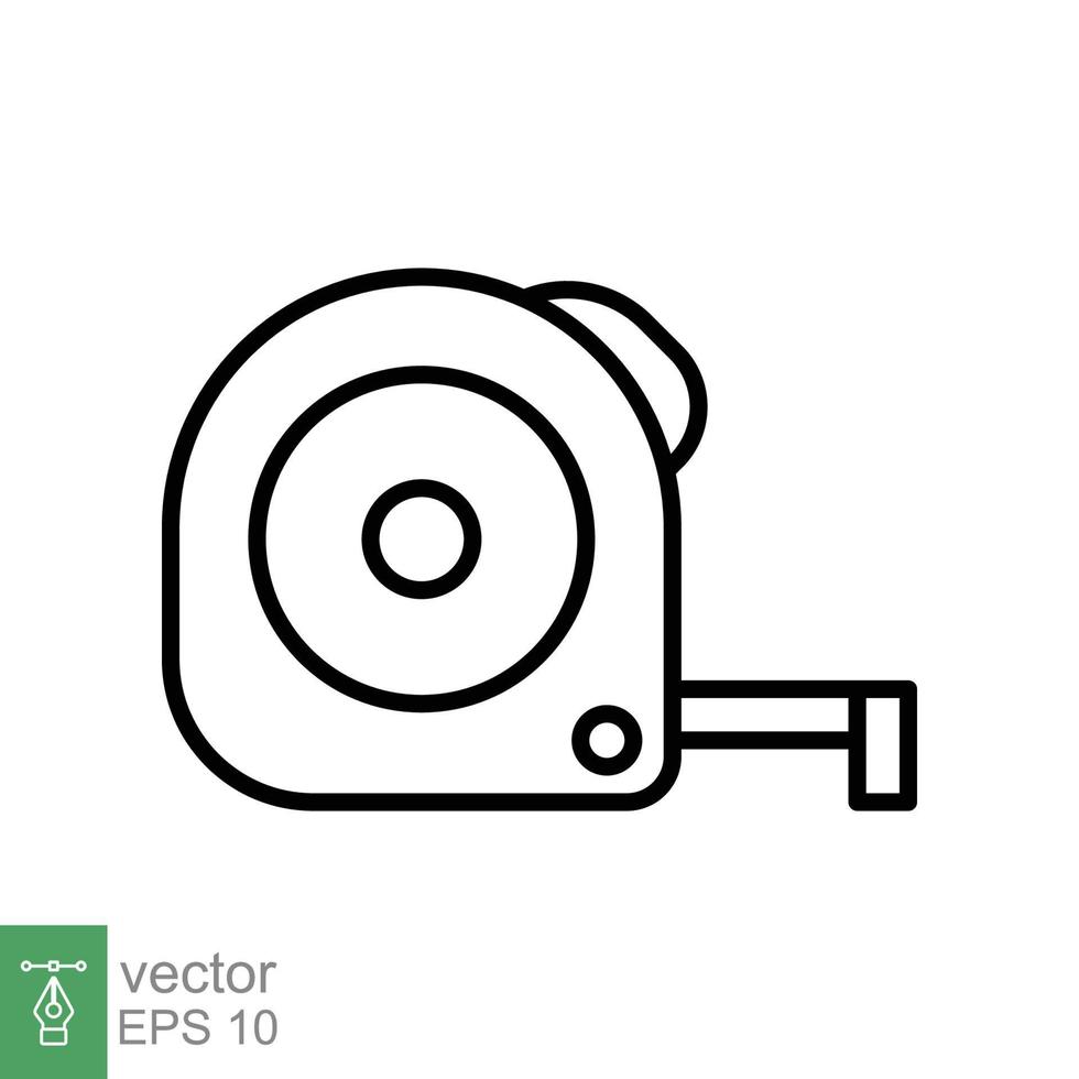 Measure tape line icon. Simple outline style. Meter, length, metric, size concept for app and web. Vector illustration isolated on white background. EPS 10.