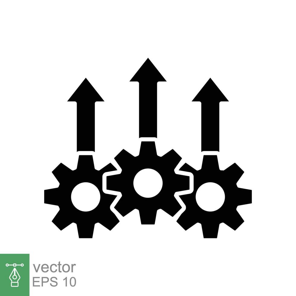 Operational excellence glyph icon. Simple solid style symbol. Optimize technology, innovation, production growth concept. Vector illustration isolated on white background. EPS 10.
