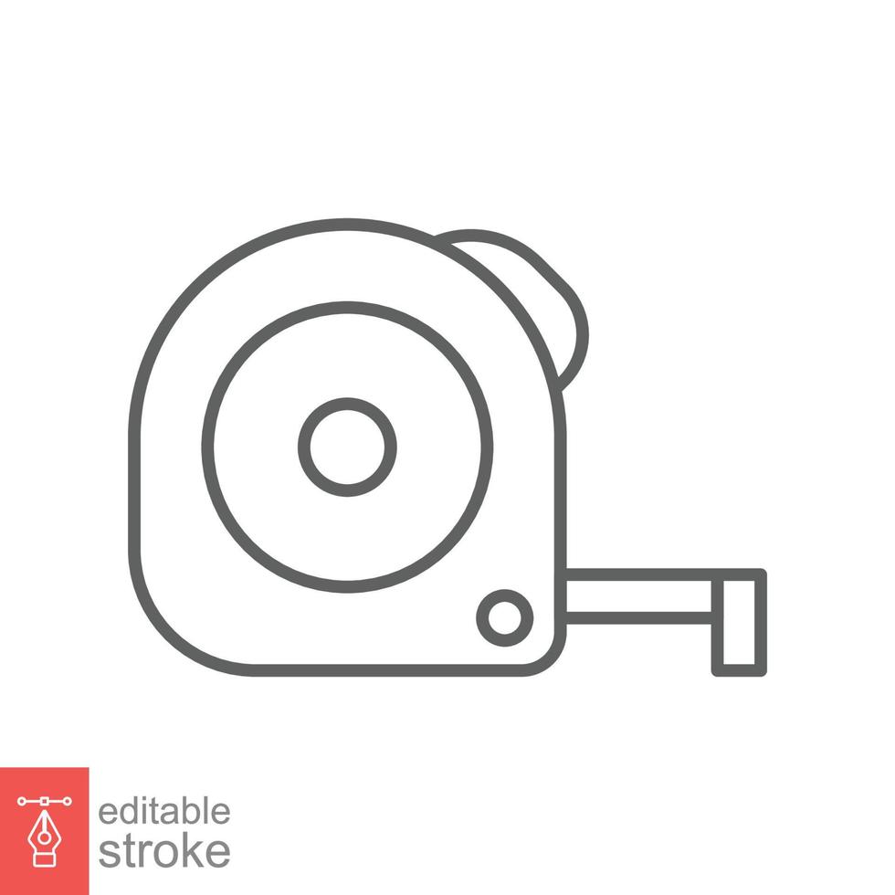 Measure tape line icon. Simple outline style. Meter, length, metric, size concept for app and web. Vector illustration isolated on white background. Editable stroke EPS 10.