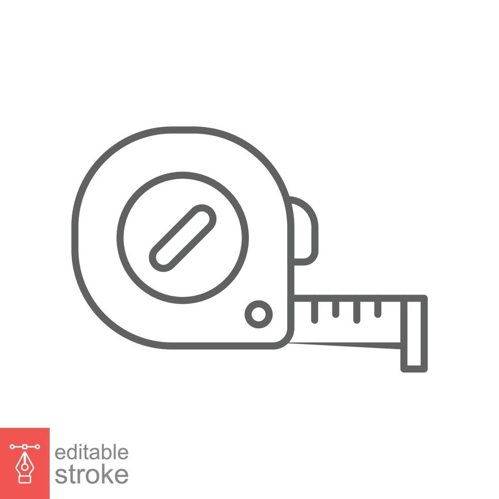 Measure tape line icon. Simple outline style. Meter, length, metric, size concept for app and web. Vector illustration isolated on white background. Editable stroke EPS 10.
