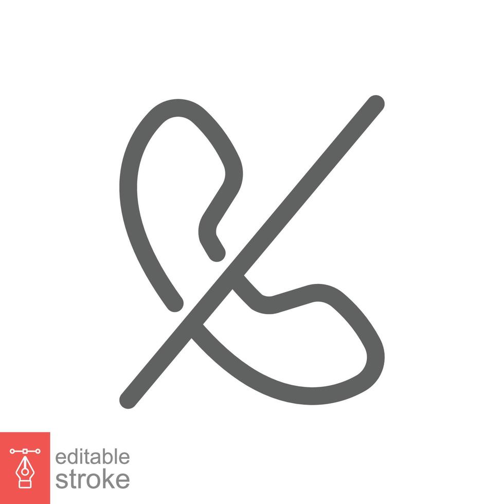 No call and phone line icon. Simple outline style. Block communication business concept. Vector illustration isolated on white background. Editable stroke EPS 10.
