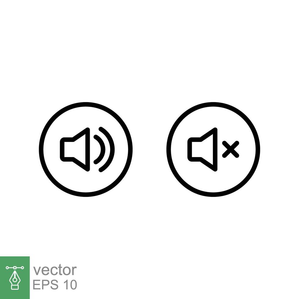 vocero, audio y sonido mudo línea icono. sencillo contorno estilo para vídeo conferencia, seminario web y vídeo charlar. vector ilustración aislado en blanco antecedentes. eps 10