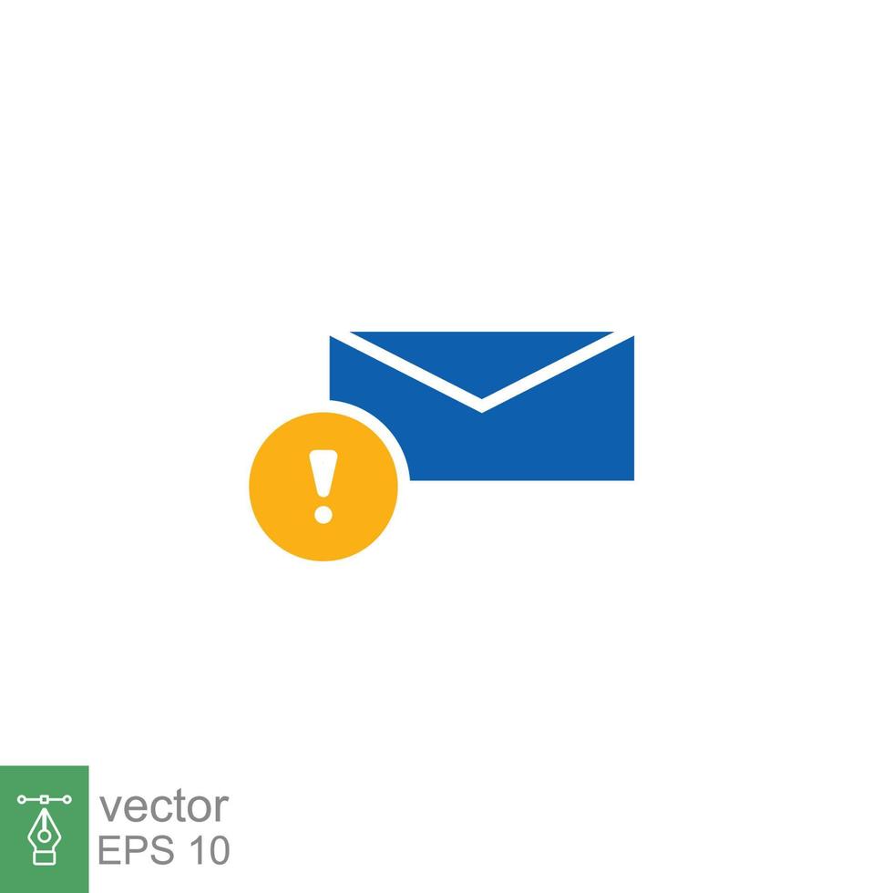 Warning alert message icon. Simple flat style for web template and app. Email, suspicious, letter, mail, news, notification, vector illustration design on white background. EPS 10.