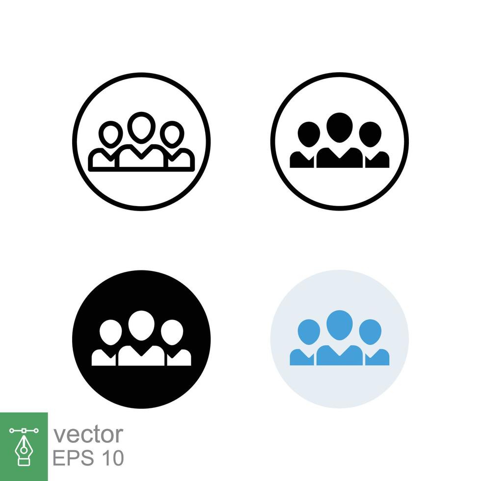 3 personas icono en diferente estilo. describir, glifo, sólido, y plano estilo diseño. multi usuario, círculo, grupo, persona, Servicio concepto. multitud firmar símbolo. vector ilustración aislado. eps 10