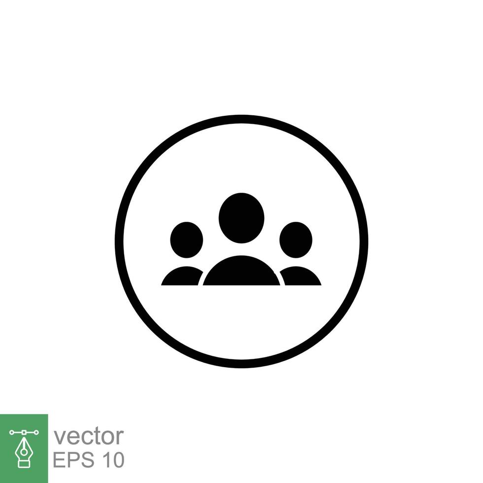 3 people flat icon. Simple solid style. Multi user, circle, group, person, service concept. Crowd sign symbol design. Vector illustration isolated on white background. EPS 10.