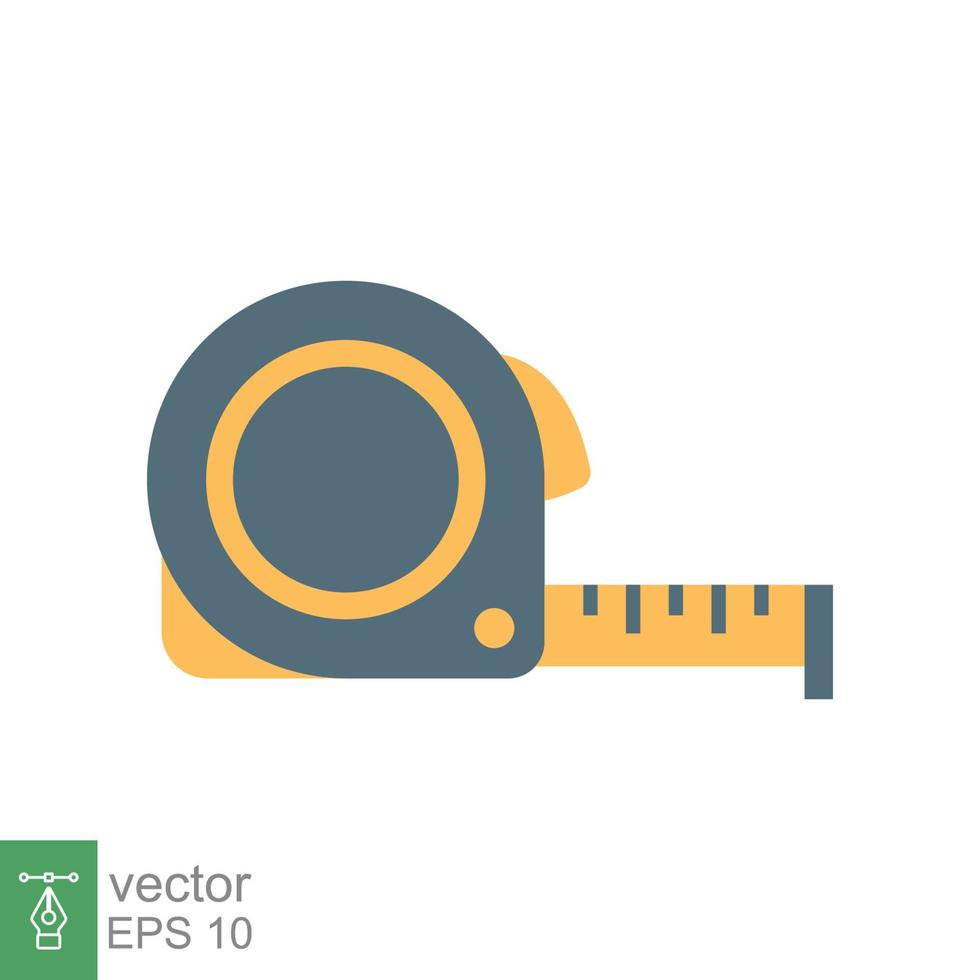 Measure tape icon. Simple flat style. Meter, length, metric, size concept for app and web. Vector illustration isolated on white background. EPS 10.