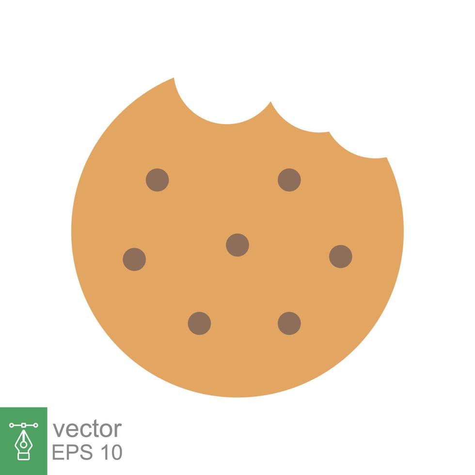 Cookie biscuit icon. Simple flat style sign. Bite of dessert, bread crumbs, chocolate sweetness. Eaten cookies symbol. Vector illustration isolated on white background. EPS 10.