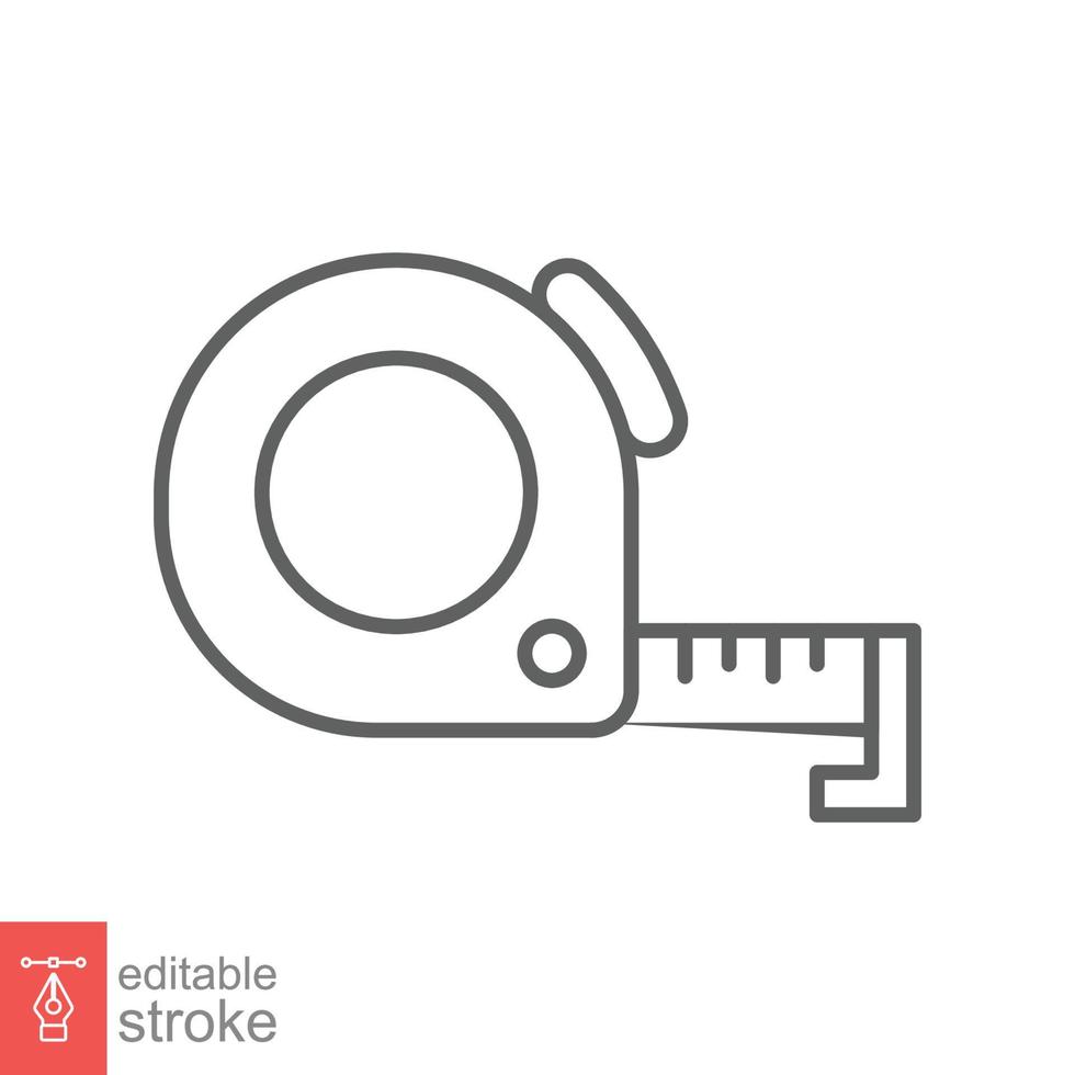 Measure tape line icon. Simple outline style. Meter, length, metric, size concept for app and web. Vector illustration isolated on white background. Editable stroke EPS 10.
