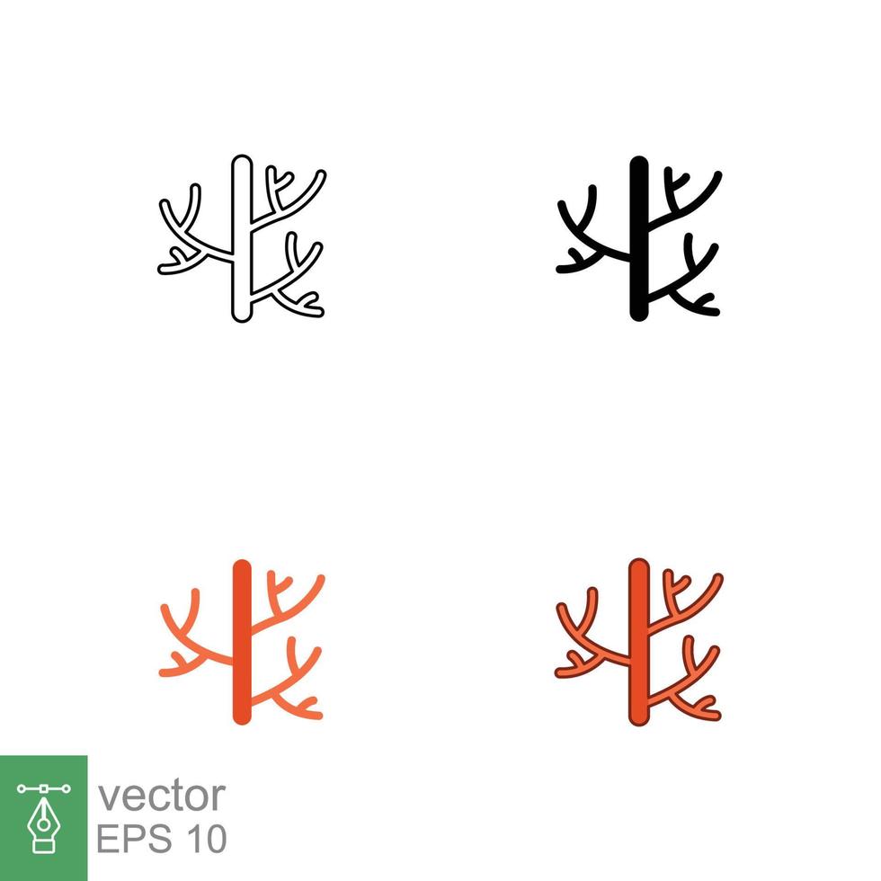 Human artery icon in different style. Two colored and black human artery vector icons designed in filled outline, line, glyph and solid style. Vector illustration isolated on white background. EPS 10